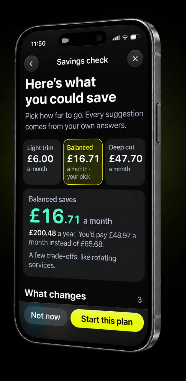 Subs HQ savings check presenting light, balanced and deep-cut plans